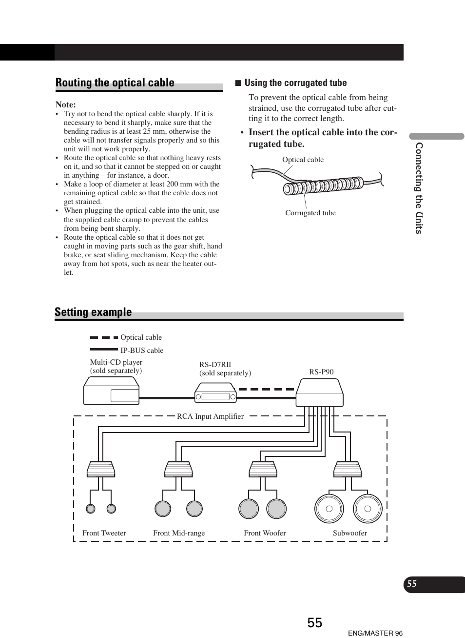 Setting example, Routing the optical cable | Pioneer RS-D7R User Manual | Page 55 / 64