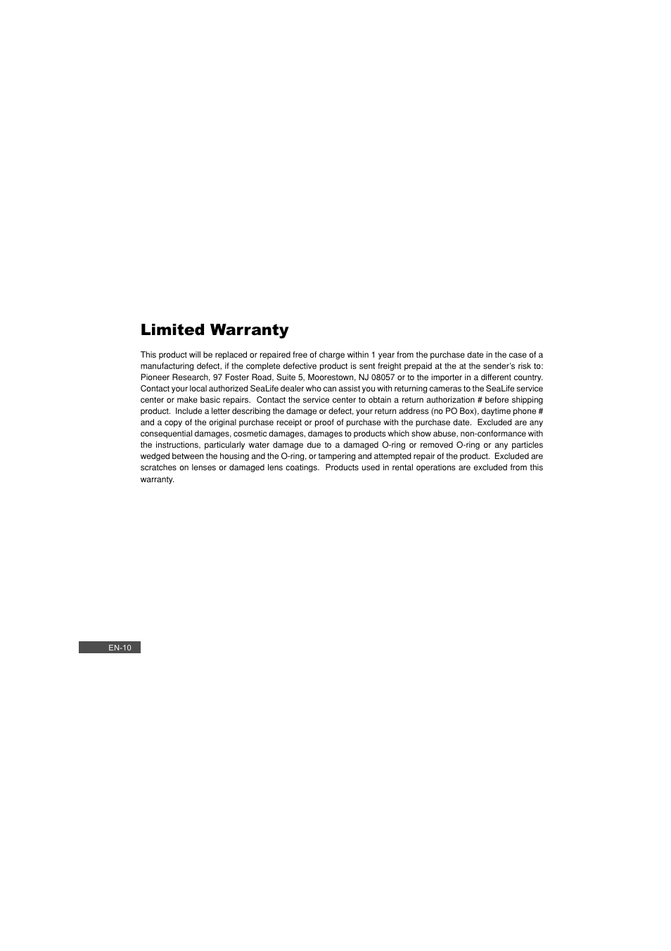 Limited warranty | Pioneer DC500 User Manual | Page 10 / 110