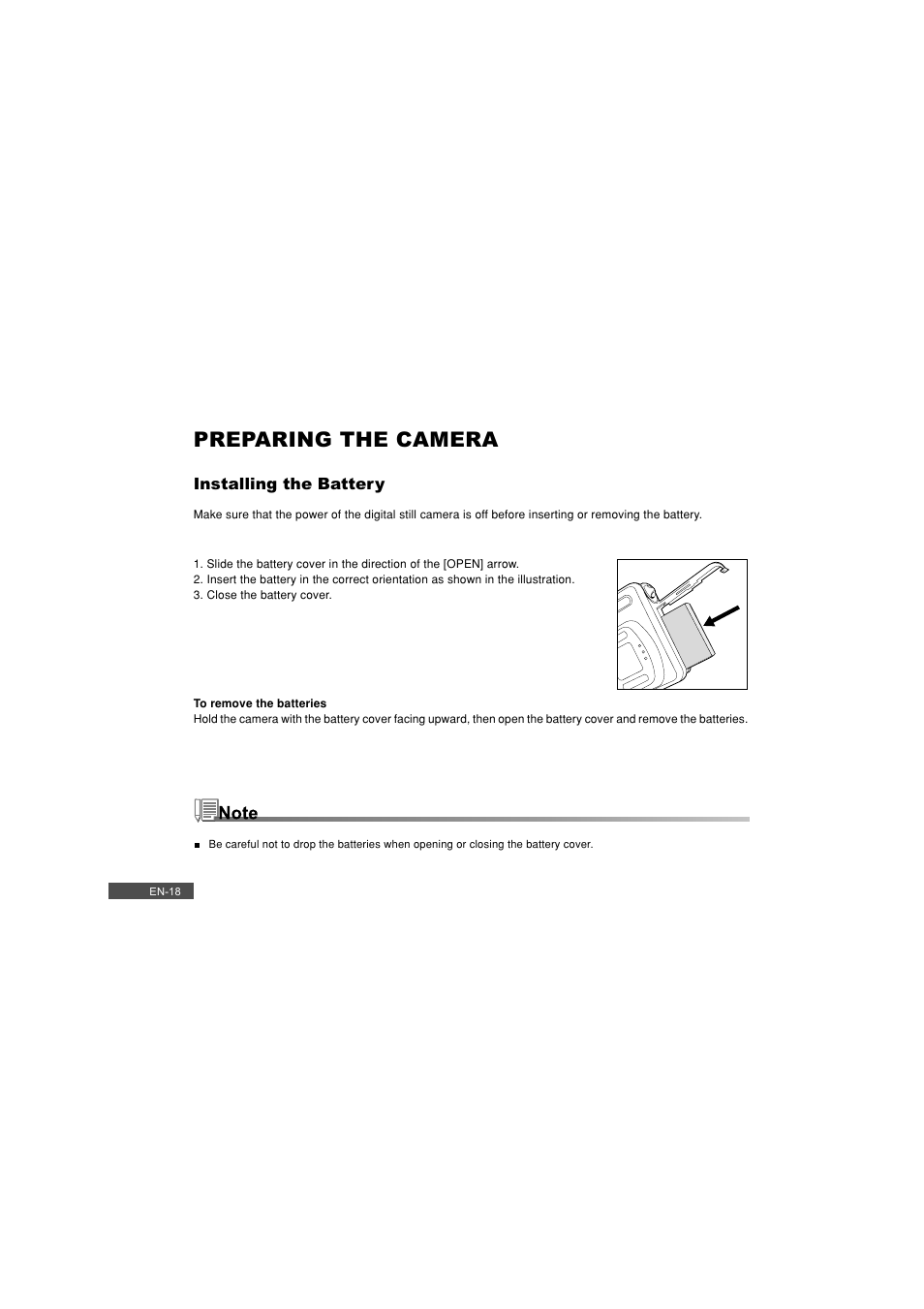 Preparing the camera | Pioneer DC500 User Manual | Page 18 / 110