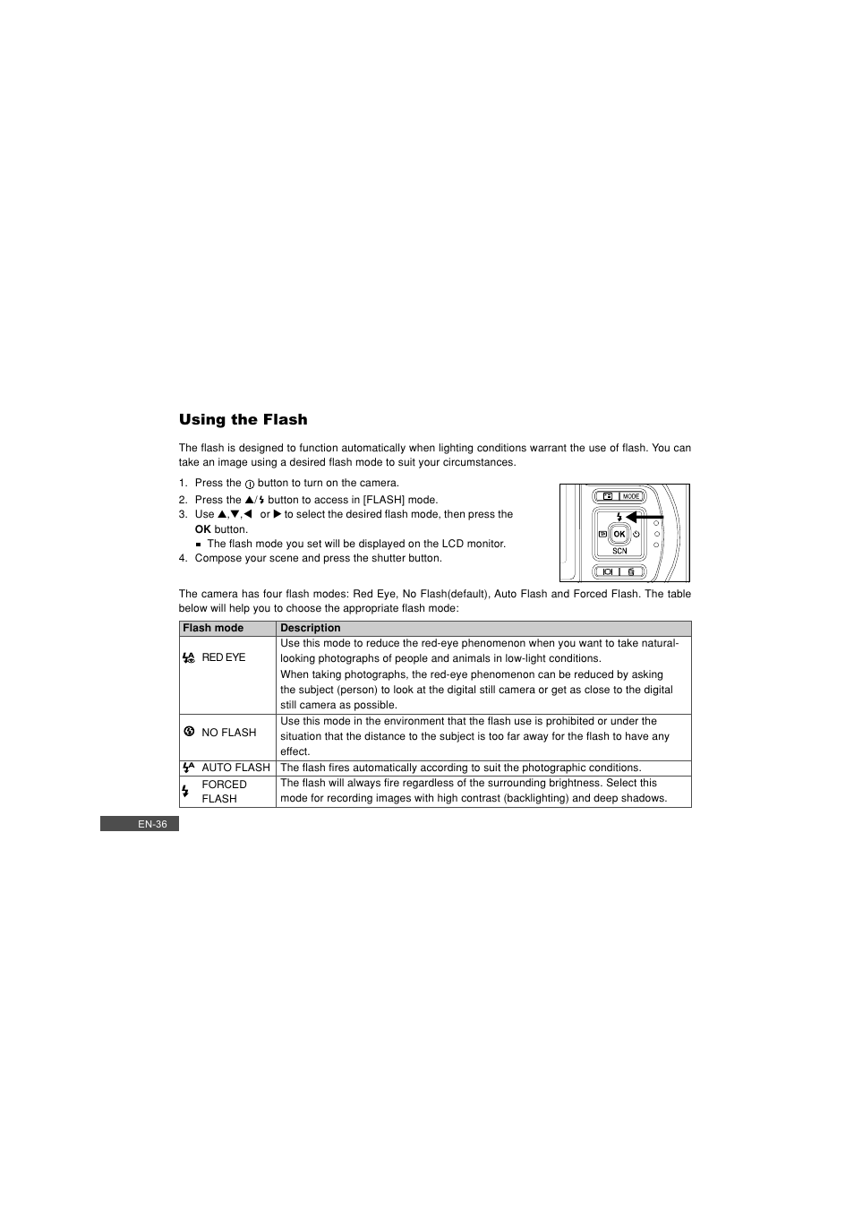 Using the flash | Pioneer DC500 User Manual | Page 36 / 110