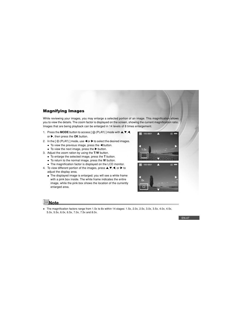 Magnifying images | Pioneer DC500 User Manual | Page 47 / 110