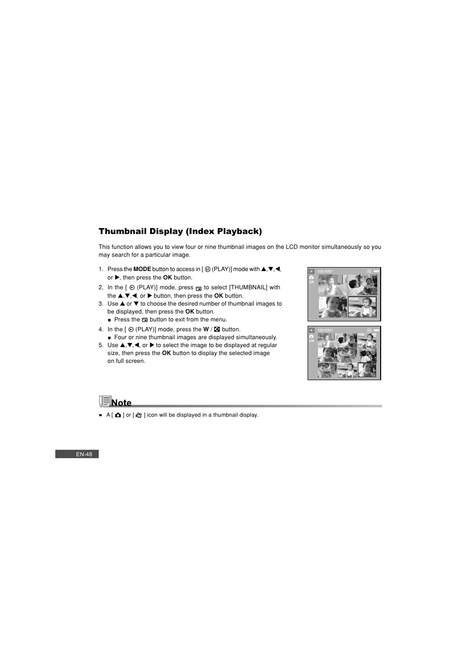 Thumbnail display (index playback) | Pioneer DC500 User Manual | Page 48 / 110