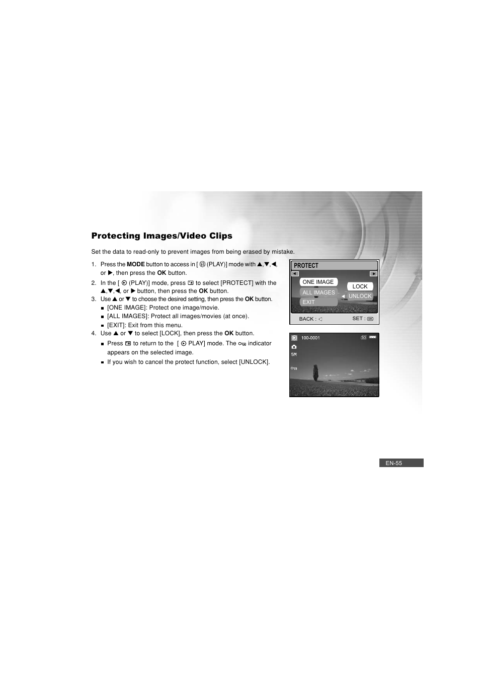 Protecting images/video clips | Pioneer DC500 User Manual | Page 55 / 110
