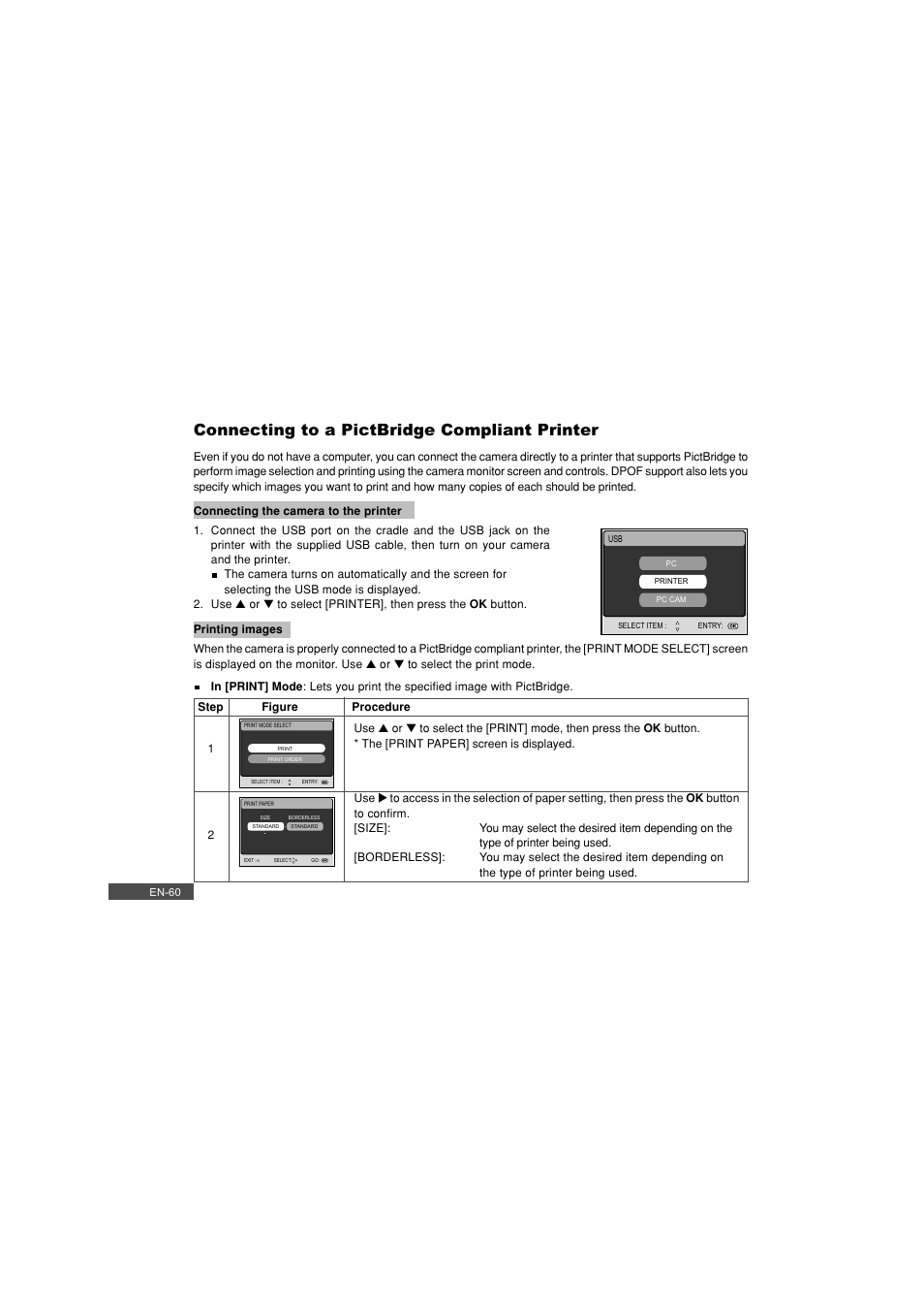 Connecting to a pictbridge compliant printer | Pioneer DC500 User Manual | Page 60 / 110