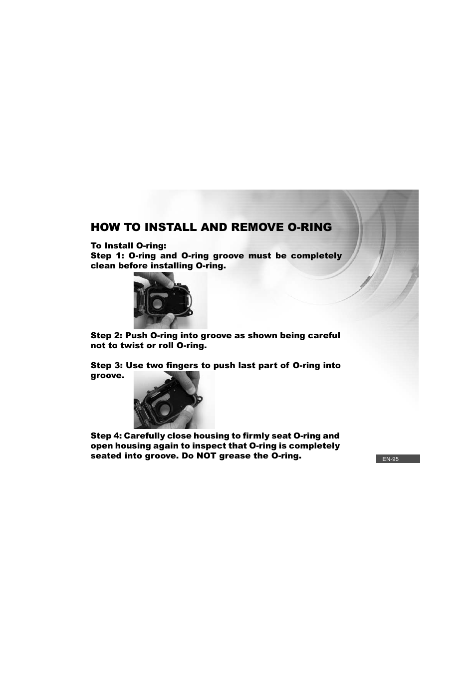 How to install and remove o-ring | Pioneer DC500 User Manual | Page 95 / 110