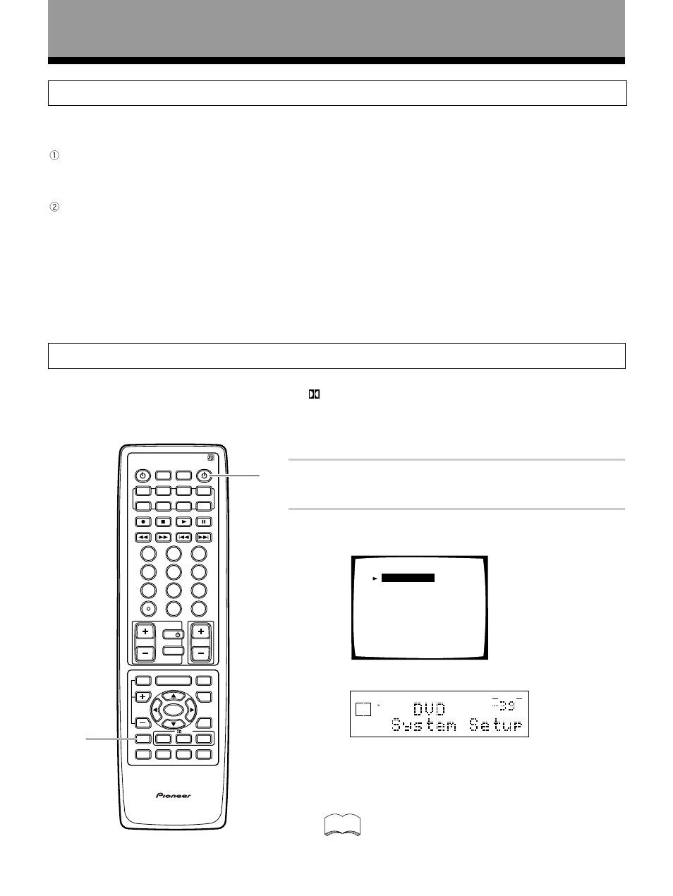 Surround sound set up, On screen display setting up for surround sound, Setting up for surround sound | On screen display, Turn on the receiver and your tv, Press system setup button, Make sure your tv is set to the receiver | Pioneer VSX-27TX User Manual | Page 24 / 80