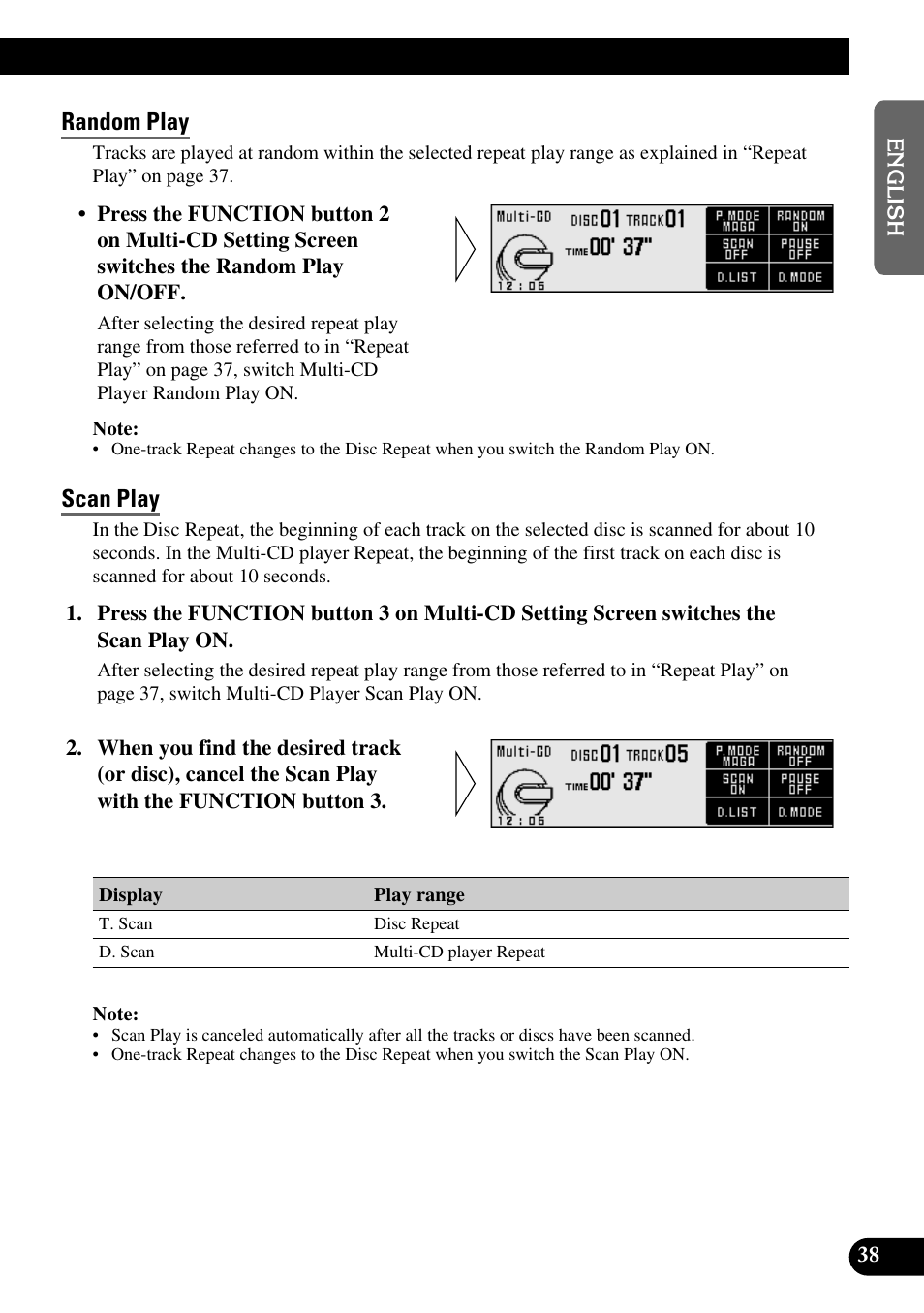 Random play, Scan play | Pioneer DEX-P9 User Manual | Page 39 / 88