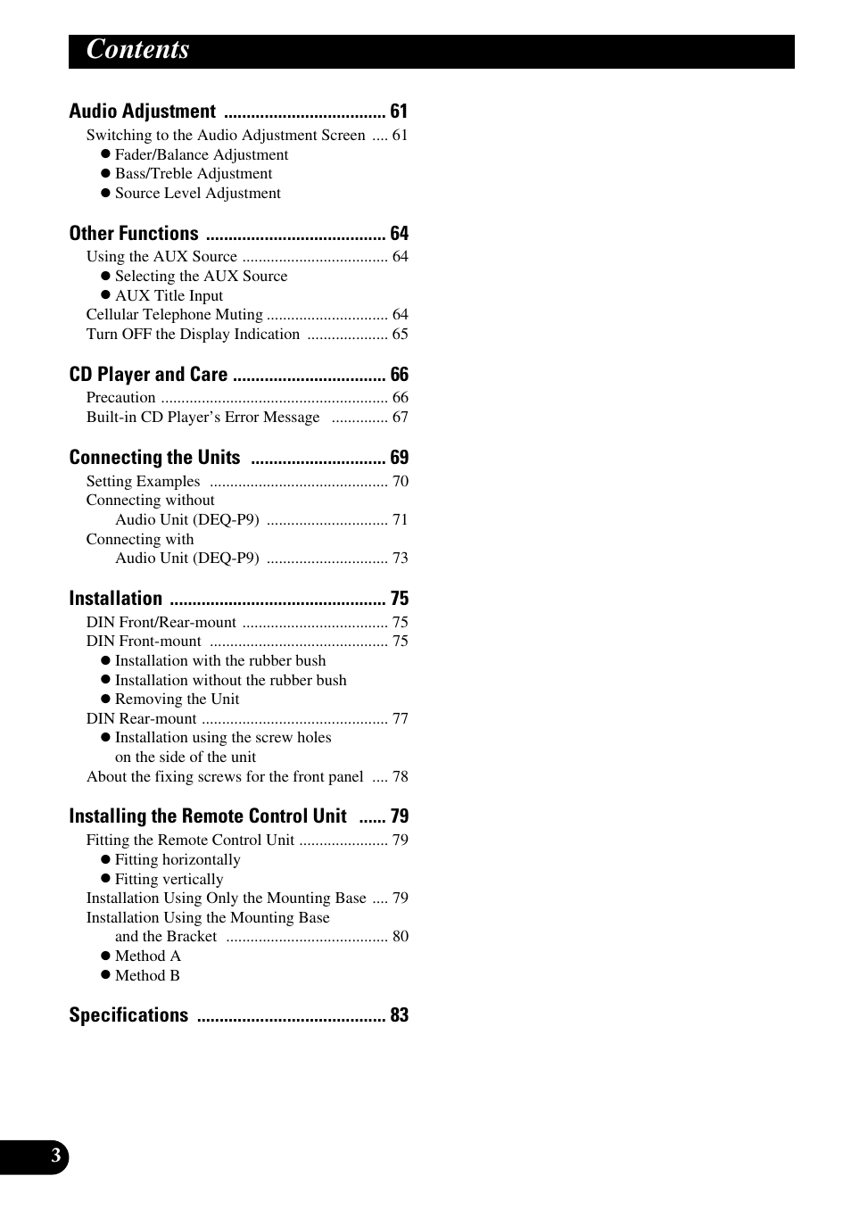 Pioneer DEX-P9 User Manual | Page 4 / 88