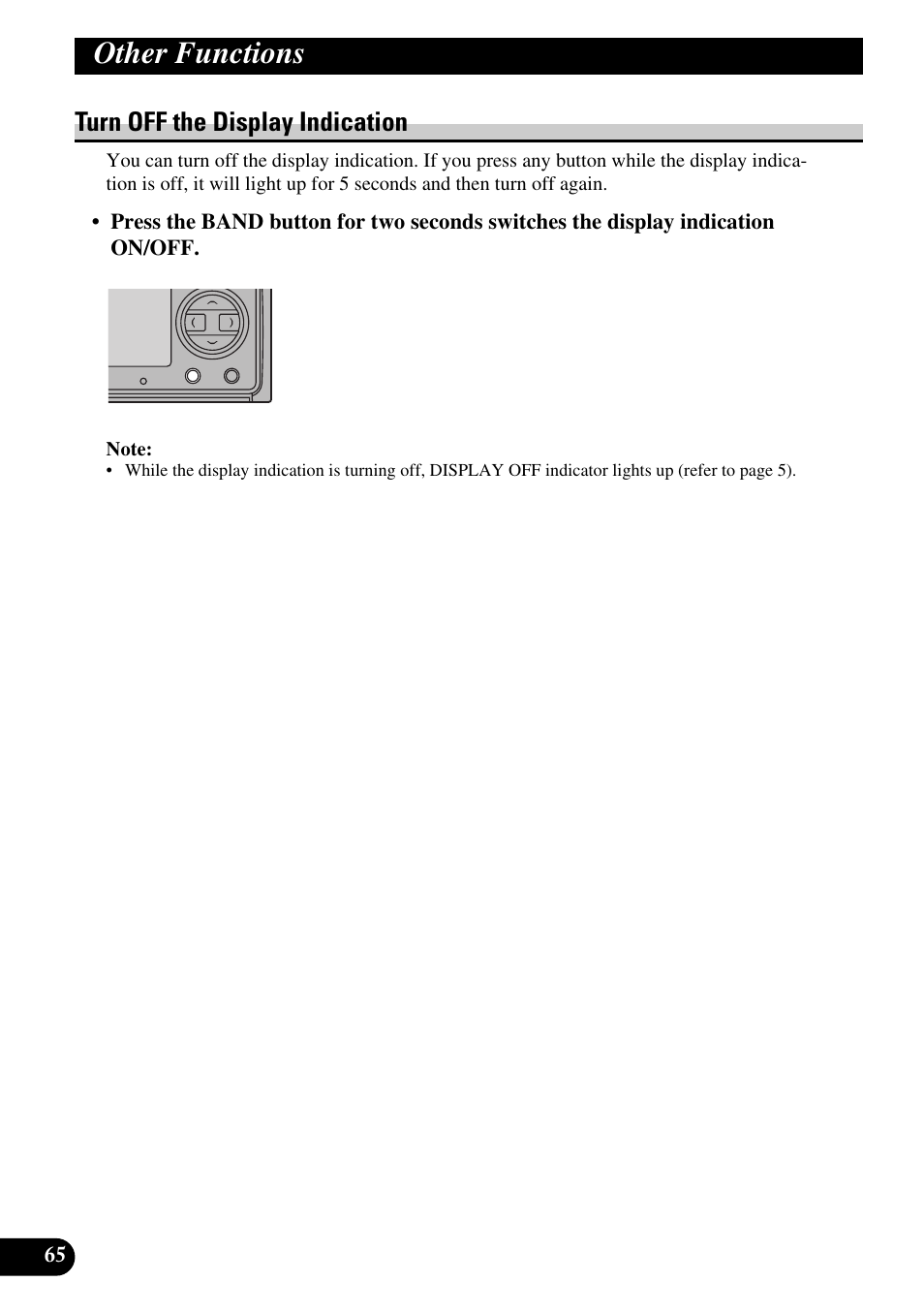 Turn off the display indication, Other functions | Pioneer DEX-P9 User Manual | Page 66 / 88