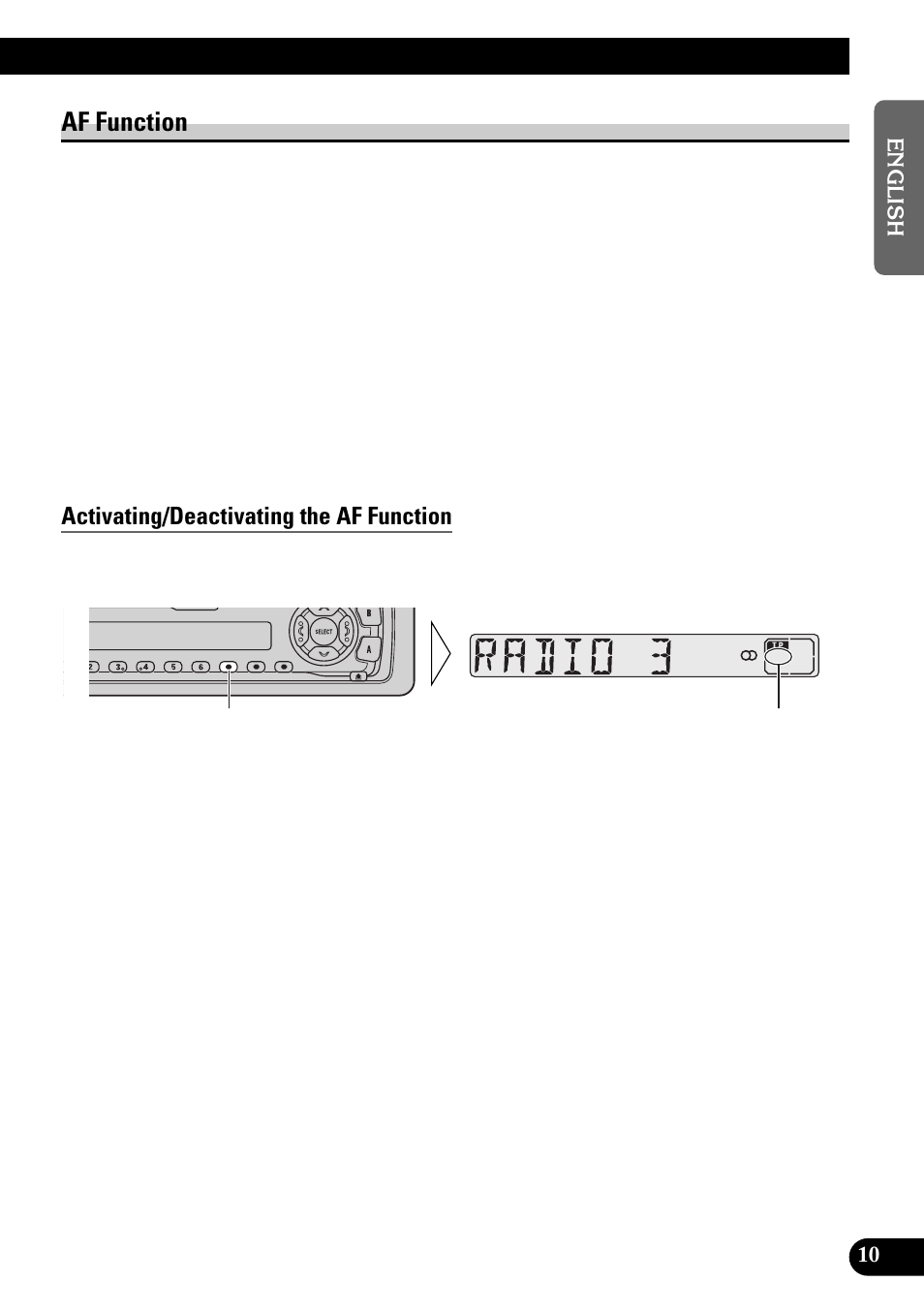 Af function, Activating/deactivating the af function | Pioneer KEH-3900R User Manual | Page 11 / 80