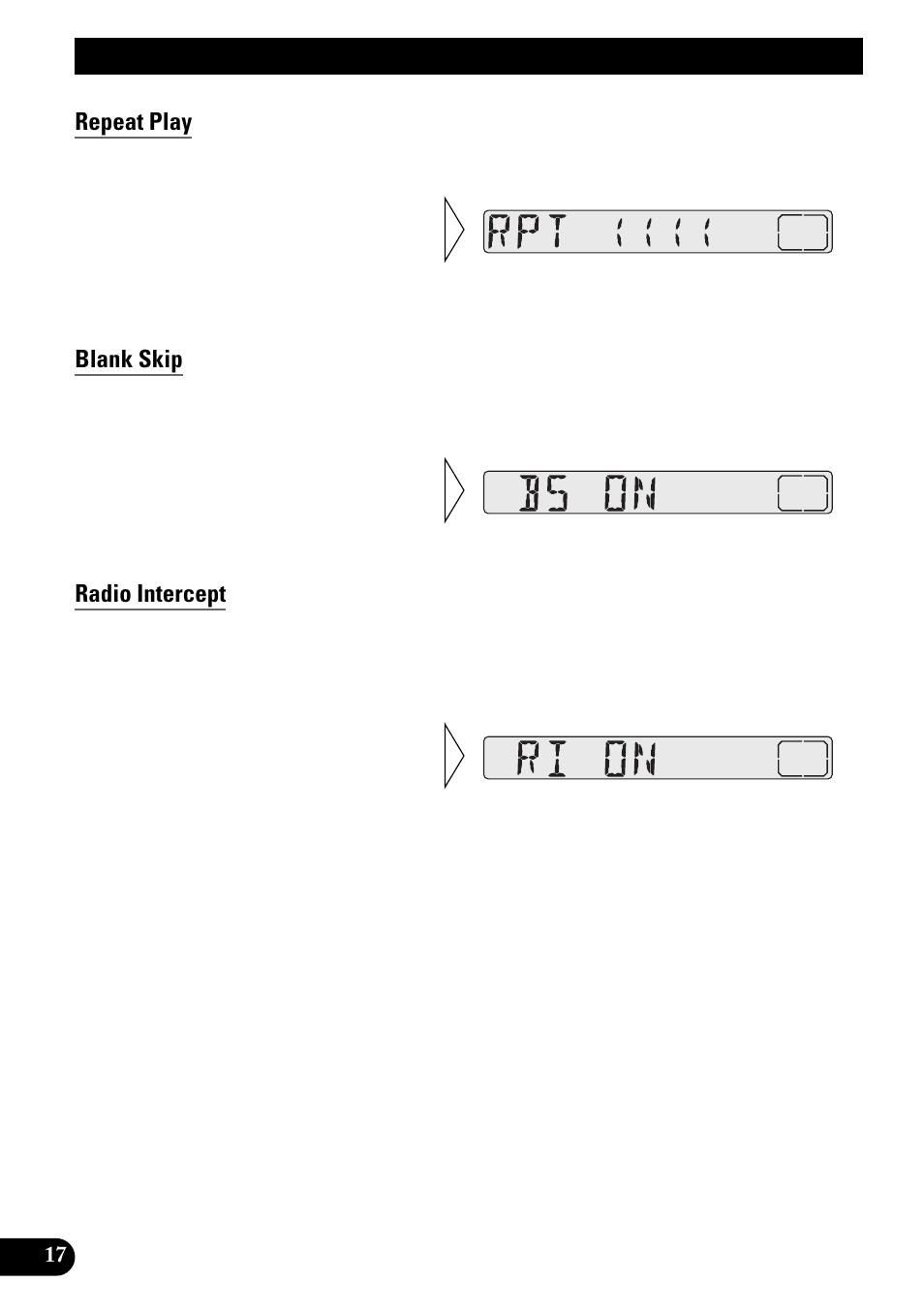 Using the cassette player, Repeat play, Blank skip | Radio intercept | Pioneer KEH-3900R User Manual | Page 18 / 80