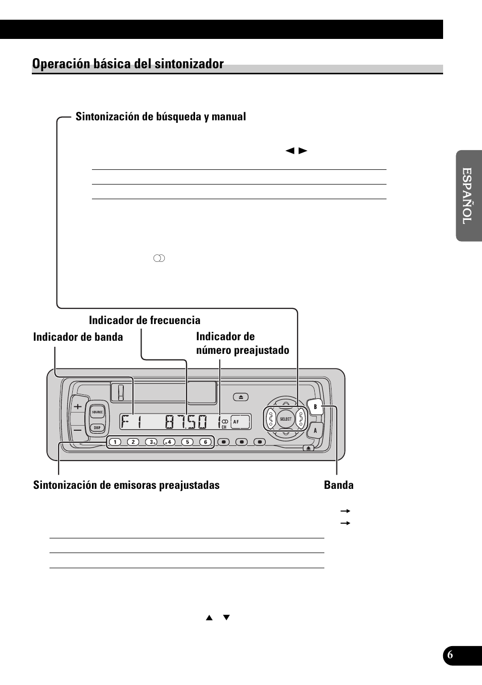 Operación básica del sintonizador, Sintonización de búsqueda y manual, Sintonización de emisoras preajustadas | Banda | Pioneer KEH-3900R User Manual | Page 33 / 80