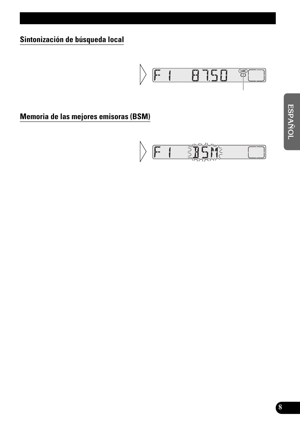 Operación del sintonizador, Sintonización de búsqueda local, Memoria de las mejores emisoras (bsm) | Pioneer KEH-3900R User Manual | Page 35 / 80