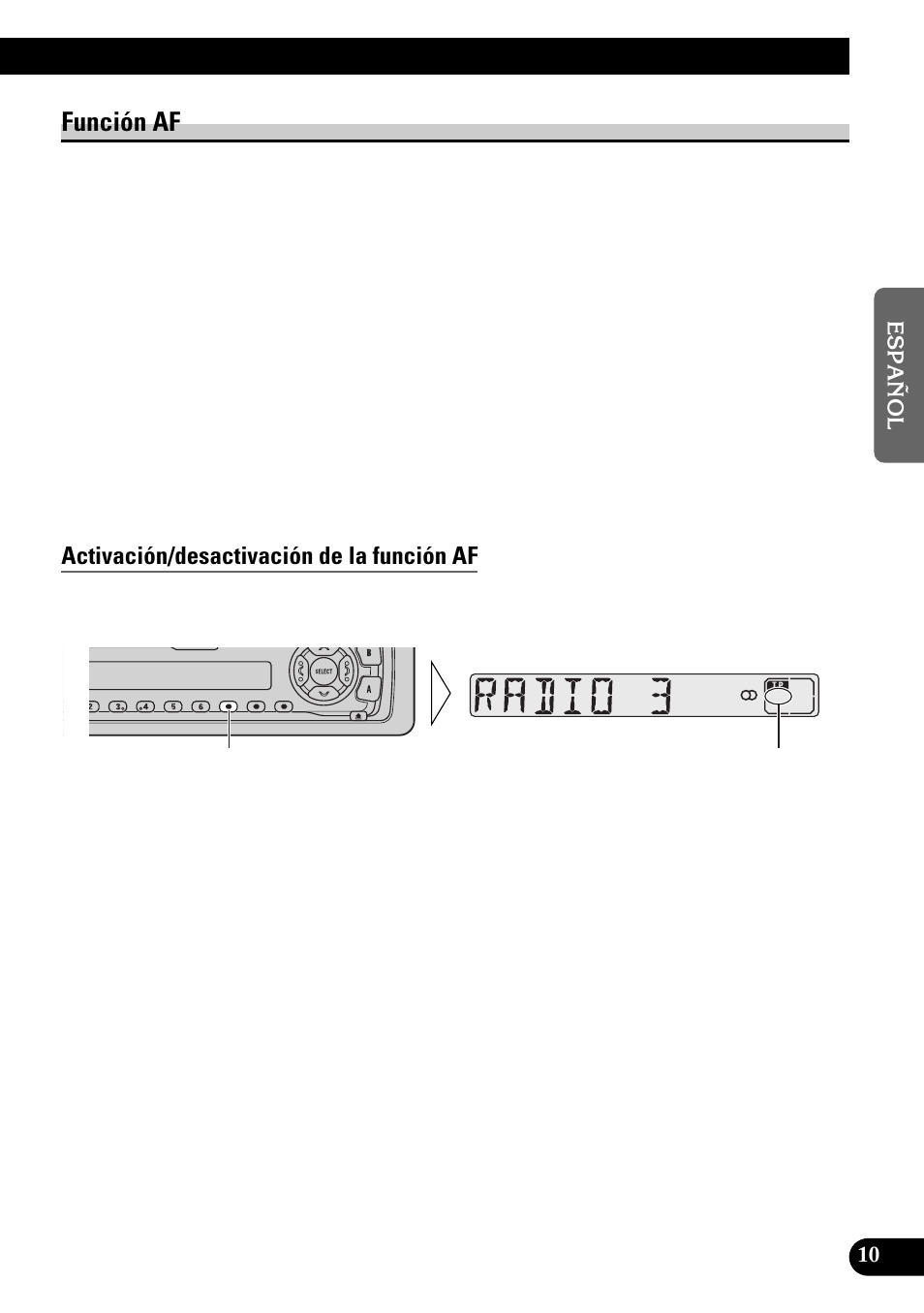 Función af, Activación/desactivación de la función af | Pioneer KEH-3900R User Manual | Page 37 / 80