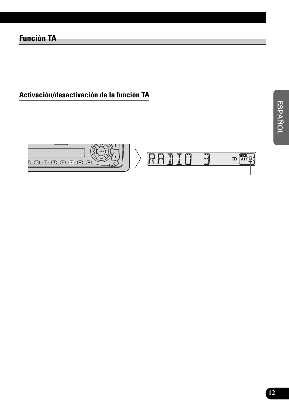 Función ta, Activación/desactivación de la función ta | Pioneer KEH-3900R User Manual | Page 39 / 80