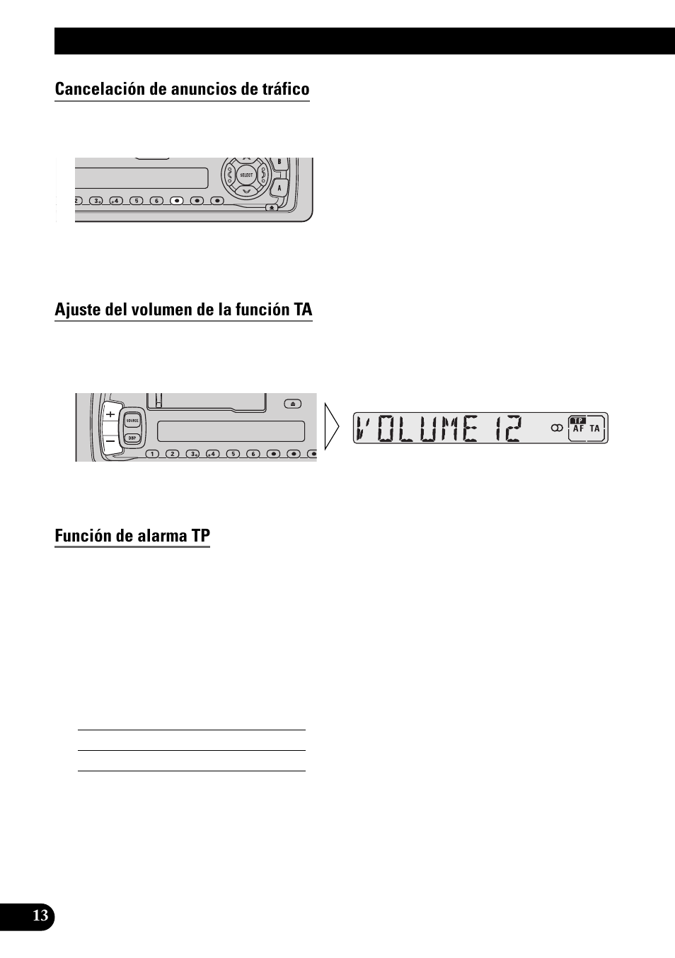 Cancelación de anuncios de tráfico, Ajuste del volumen de la función ta, Función de alarma tp | Uso de las funciones rds | Pioneer KEH-3900R User Manual | Page 40 / 80