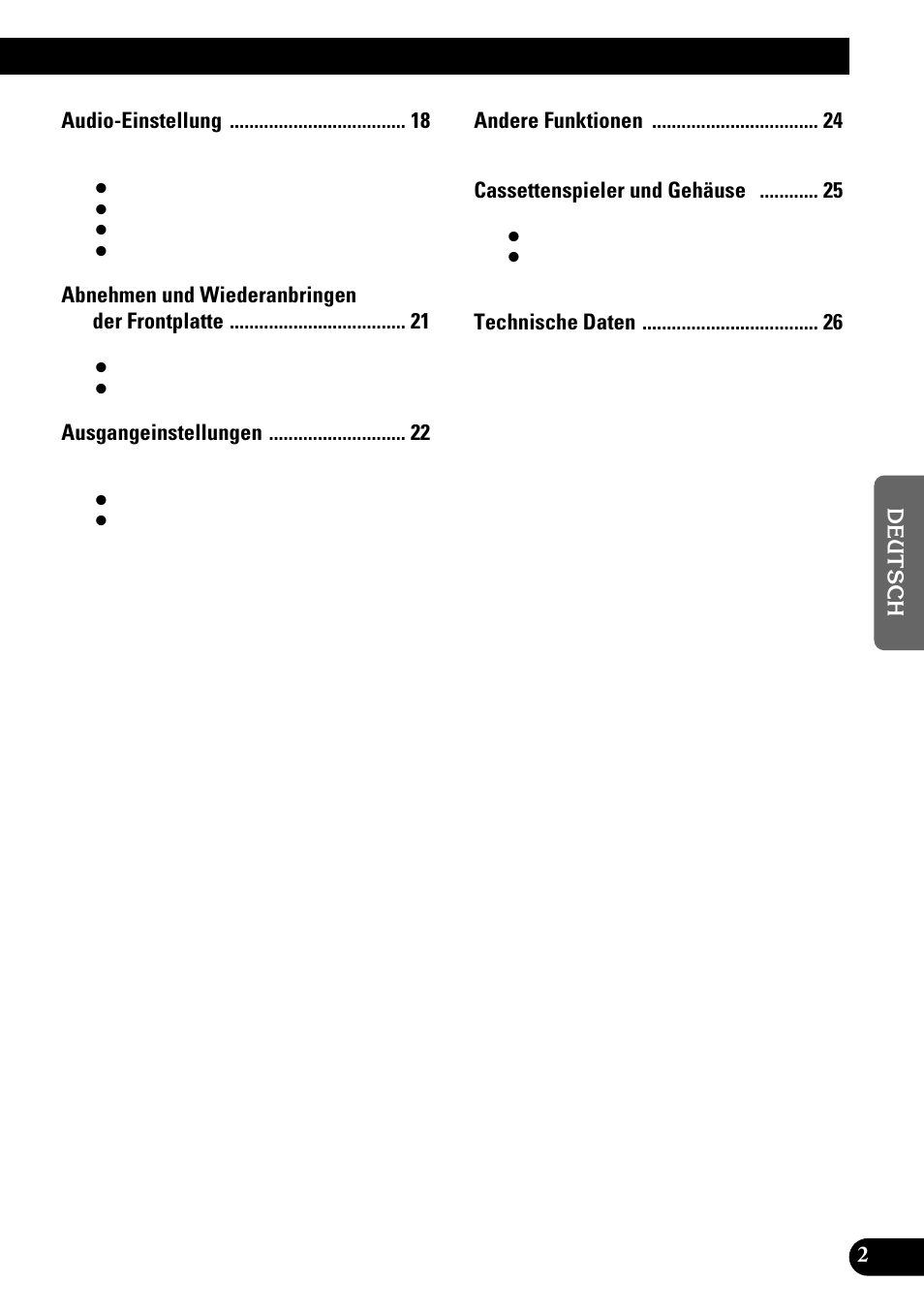 Audio-einstellung, Abnehmen und wiederanbringen der frontplatte, Ausgangeinstellungen | Andere funktionen, Cassettenspieler und gehäuse | Pioneer KEH-3900R User Manual | Page 55 / 80