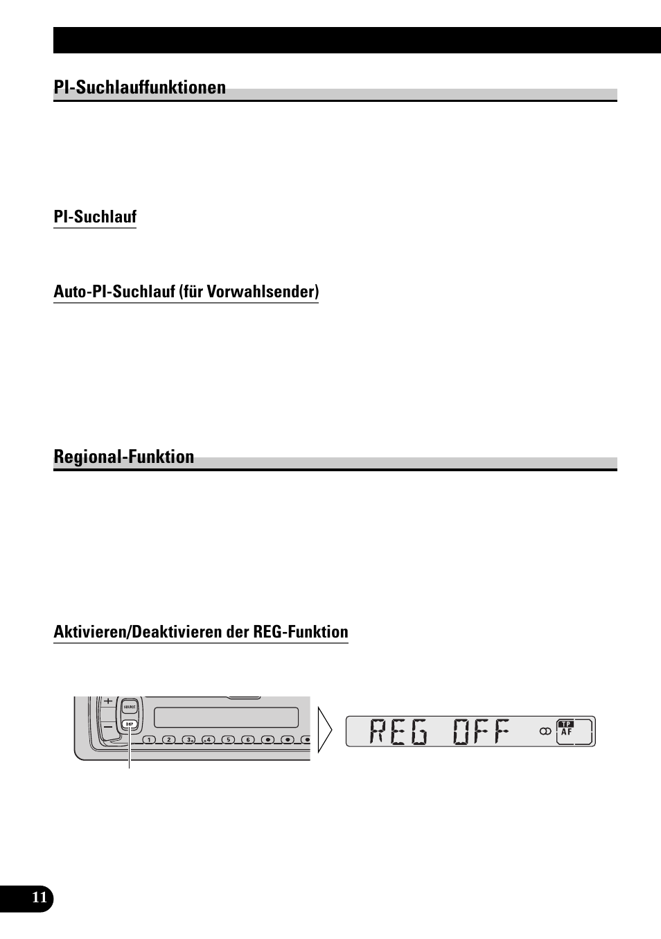 Pi-suchlauffunktionen, Pi-suchlauf, Auto-pi-suchlauf (für vorwahlsender) | Regional-funktion, Aktivieren/deaktivieren der reg-funktion, Gebrauch der rds-funktionen | Pioneer KEH-3900R User Manual | Page 64 / 80