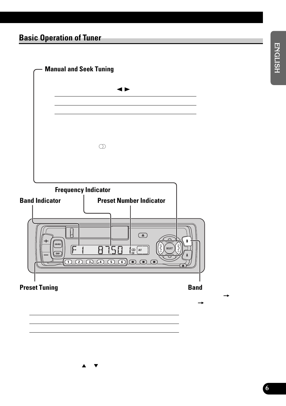 Basic operation of tuner, Manual and seek tuning, Preset tuning | Band | Pioneer KEH-3900R User Manual | Page 7 / 80