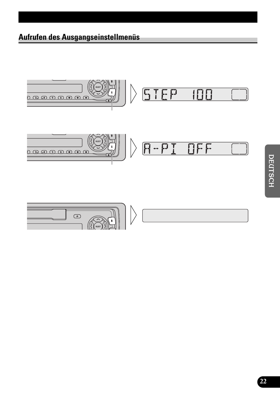 Ausgangeinstellungen, Aufrufen des ausgangseinstellmenüs, Ausgangseinstellungen | Pioneer KEH-3900R User Manual | Page 75 / 80