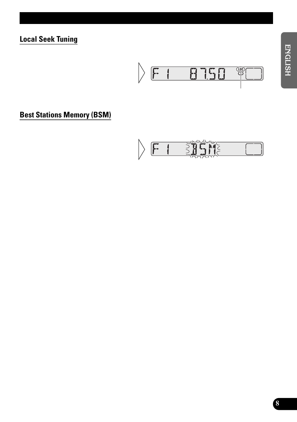 Tuner operation, Local seek tuning, Best stations memory (bsm) | Pioneer KEH-3900R User Manual | Page 9 / 80