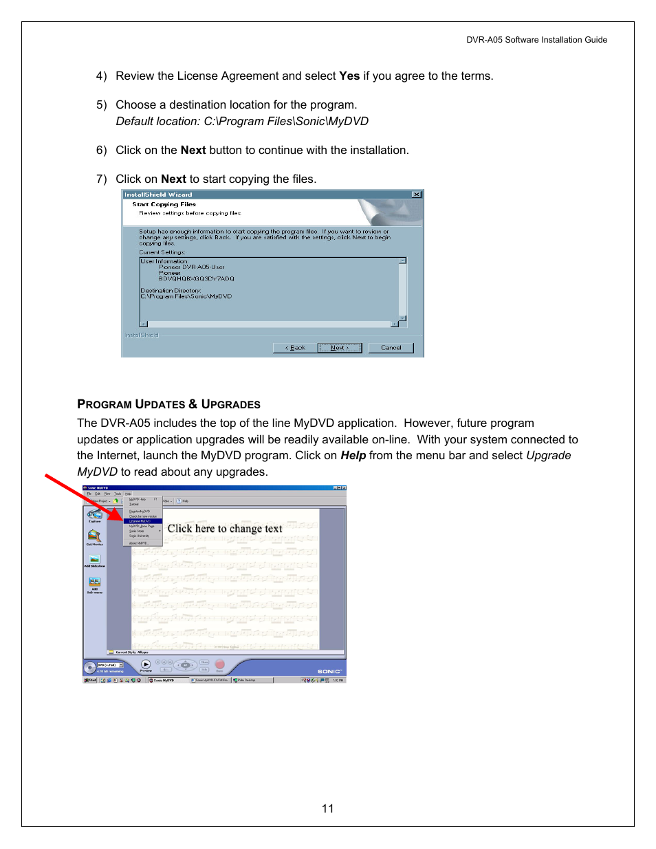 Program updates & upgrades | Pioneer A05 User Manual | Page 11 / 17