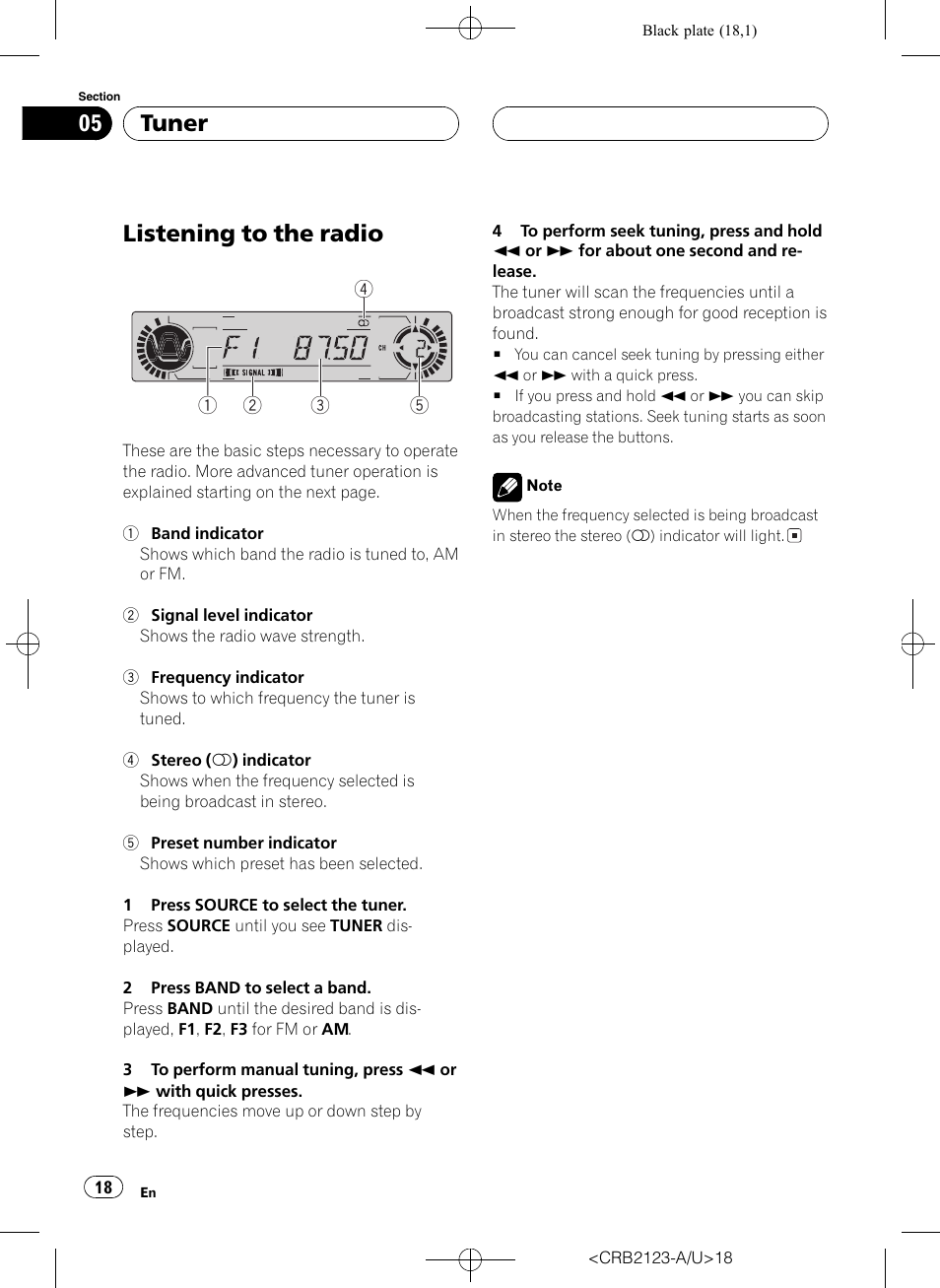 Tuner listening to the radio 18, Listening to the radio, Tuner | Pioneer Super Tuner III D DVH-P5850MP User Manual | Page 18 / 100