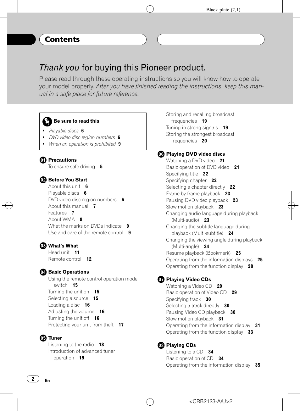 Pioneer Super Tuner III D DVH-P5850MP User Manual | Page 2 / 100