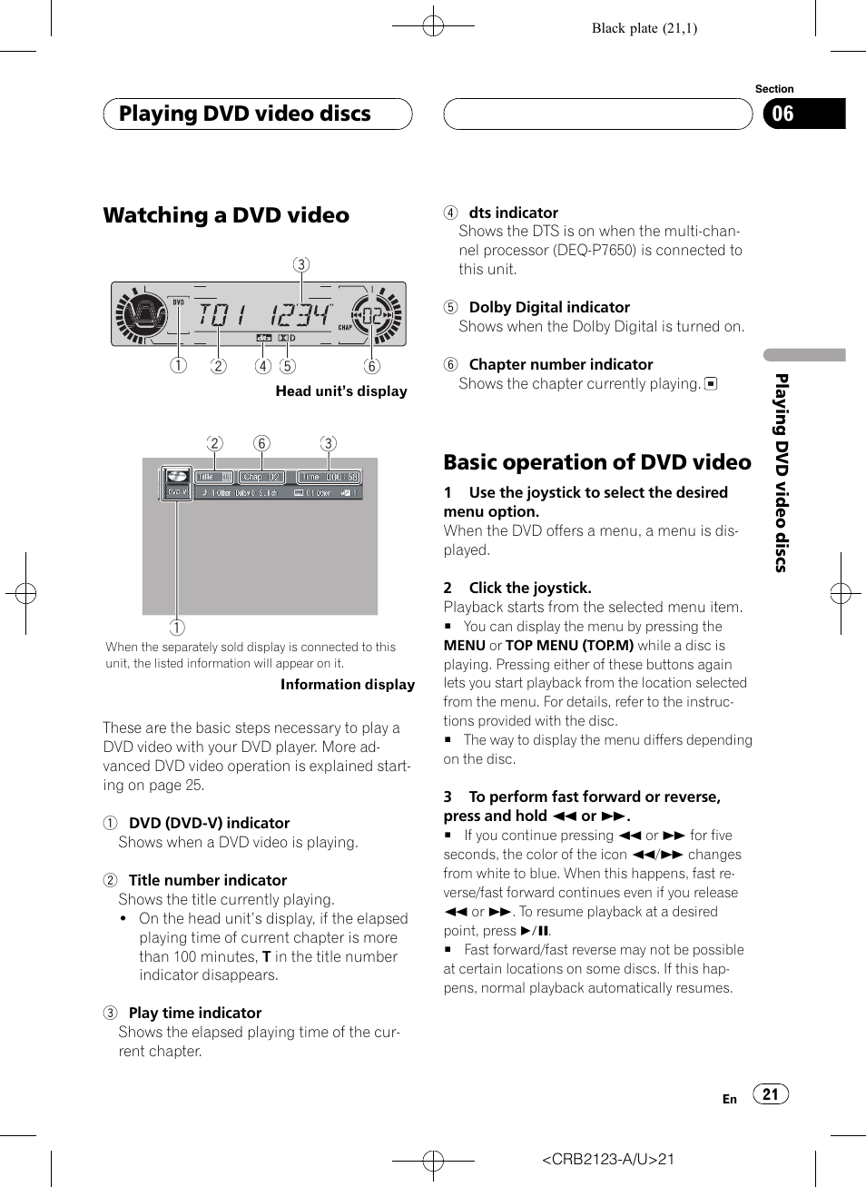 Watching a dvd video, Basic operation of dvd video, Playing dvd video discs | Pioneer Super Tuner III D DVH-P5850MP User Manual | Page 21 / 100