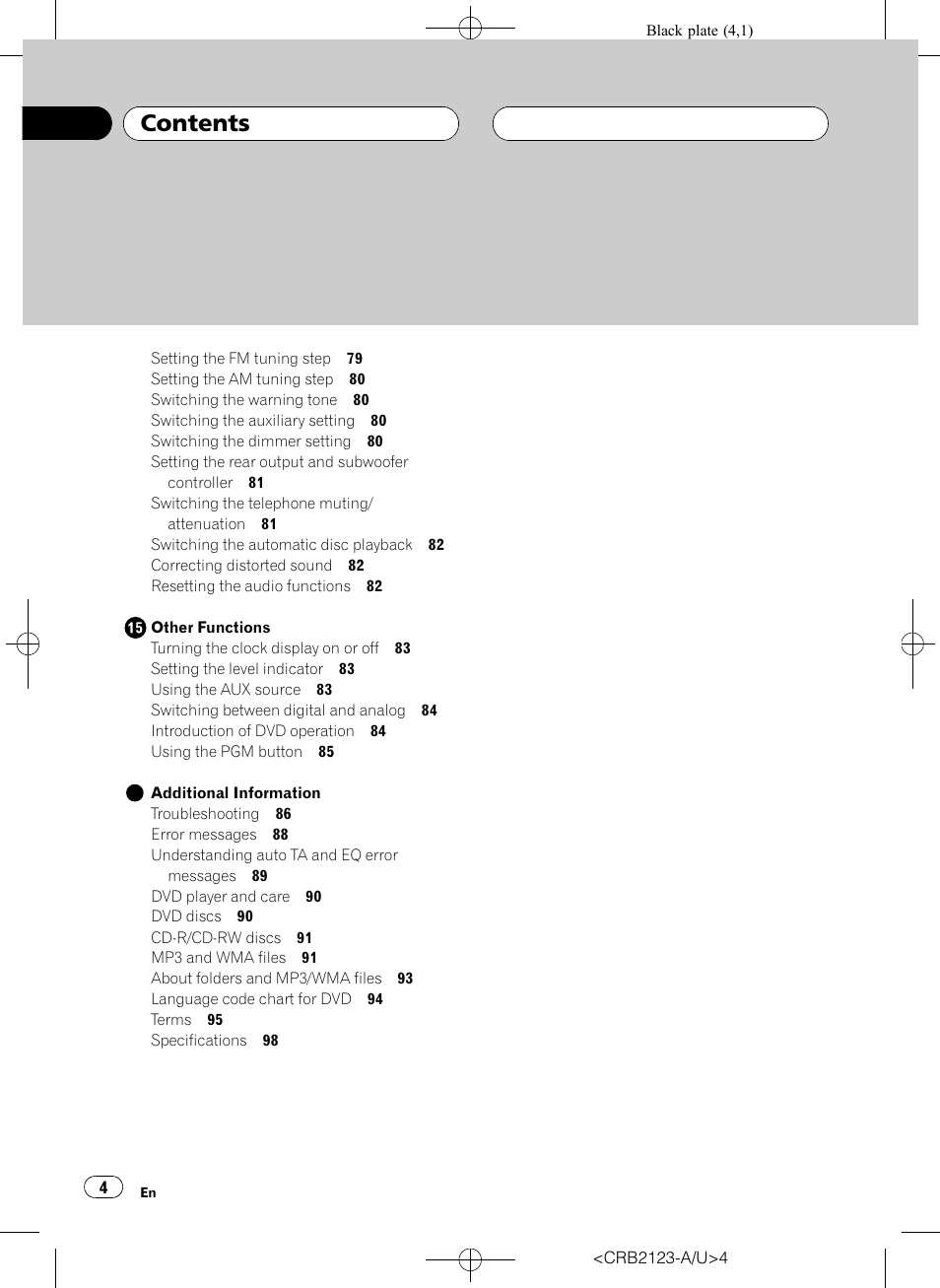 Pioneer Super Tuner III D DVH-P5850MP User Manual | Page 4 / 100