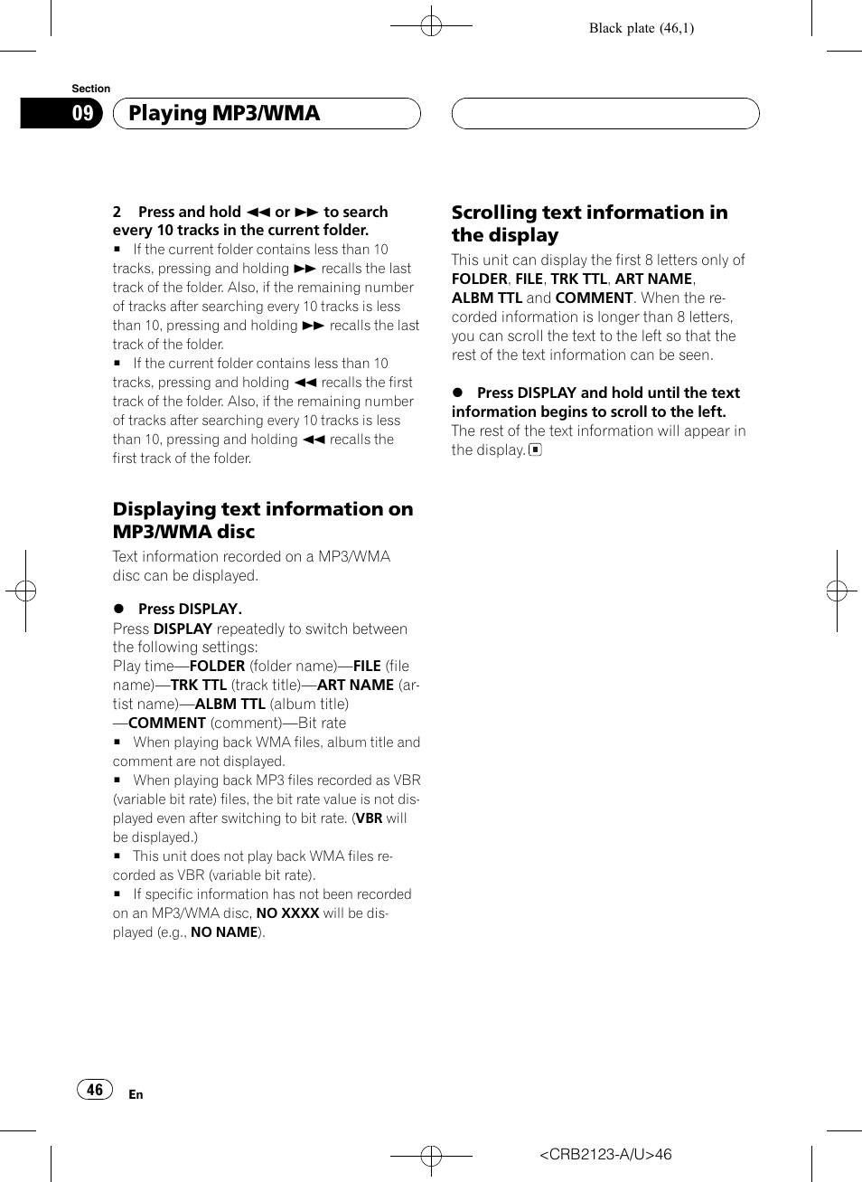 Playing mp3/wma | Pioneer Super Tuner III D DVH-P5850MP User Manual | Page 46 / 100