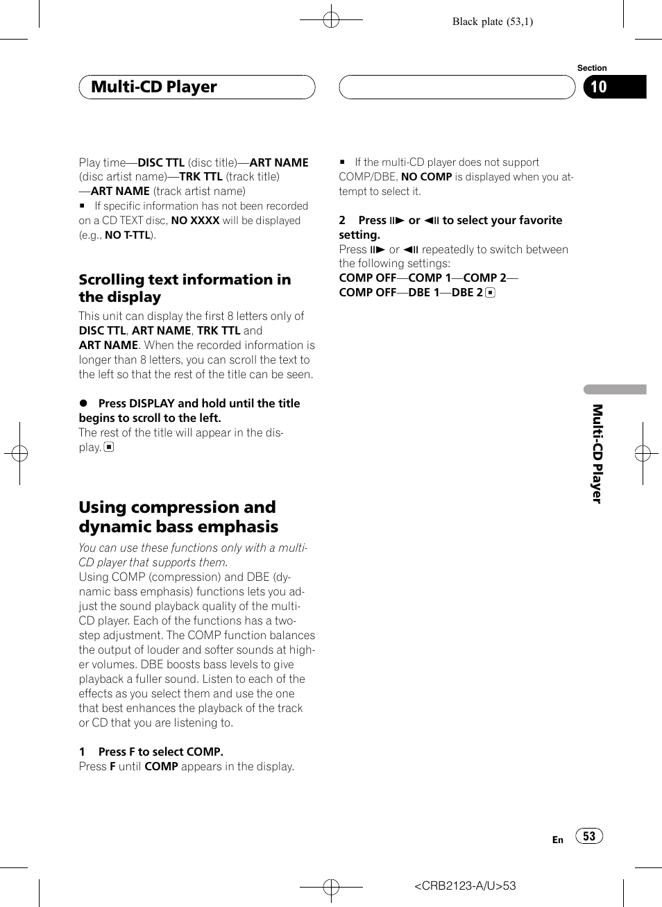 Using compression and dynamic bass, Emphasis 53, Using compression and dynamic bass emphasis | Multi-cd player | Pioneer Super Tuner III D DVH-P5850MP User Manual | Page 53 / 100