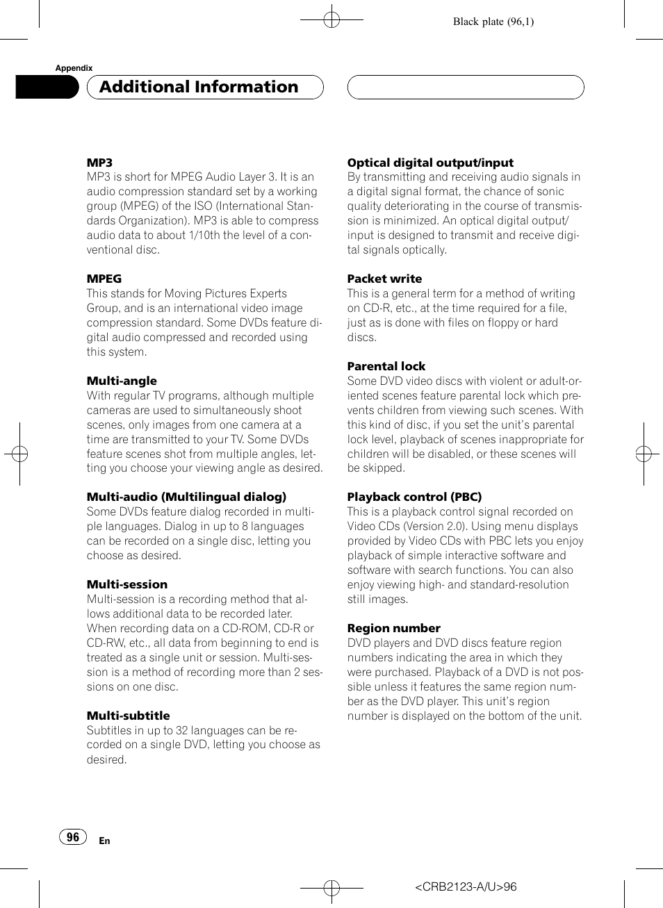 Additional information | Pioneer Super Tuner III D DVH-P5850MP User Manual | Page 96 / 100