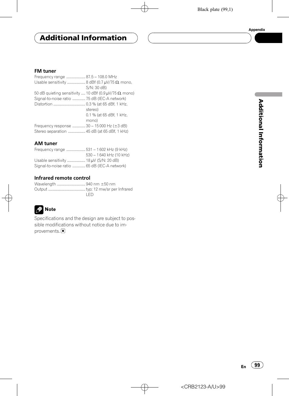 Additional information | Pioneer Super Tuner III D DVH-P5850MP User Manual | Page 99 / 100