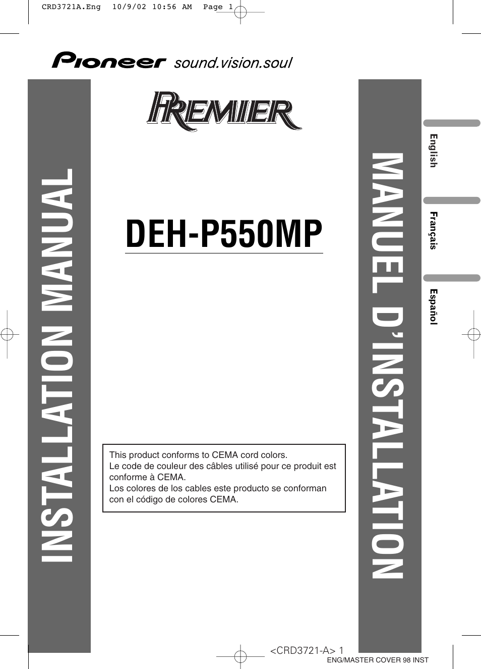 Pioneer CD Receiver DEH-P550MP User Manual | 40 pages