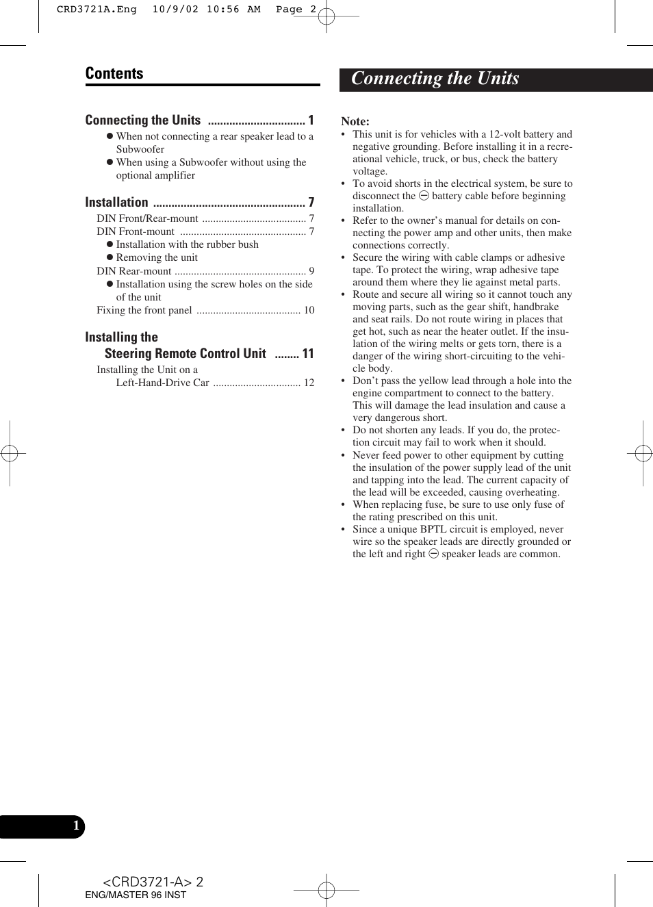 Pioneer CD Receiver DEH-P550MP User Manual | Page 2 / 40