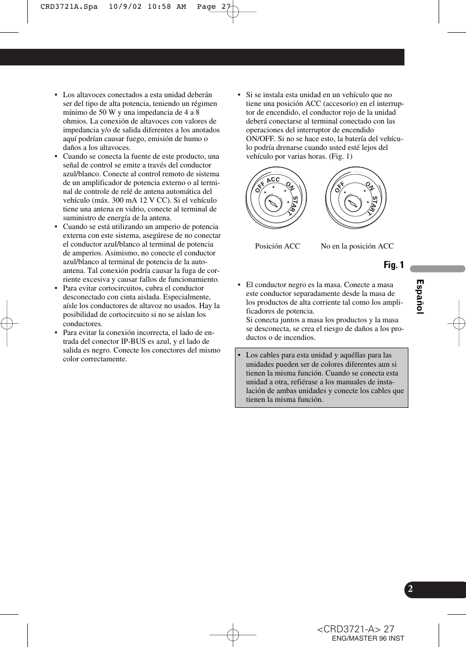 Fig. 1, English français español | Pioneer CD Receiver DEH-P550MP User Manual | Page 27 / 40