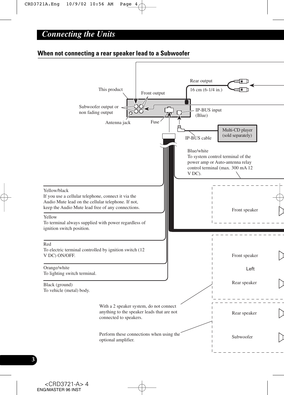 Connecting the units | Pioneer CD Receiver DEH-P550MP User Manual | Page 4 / 40