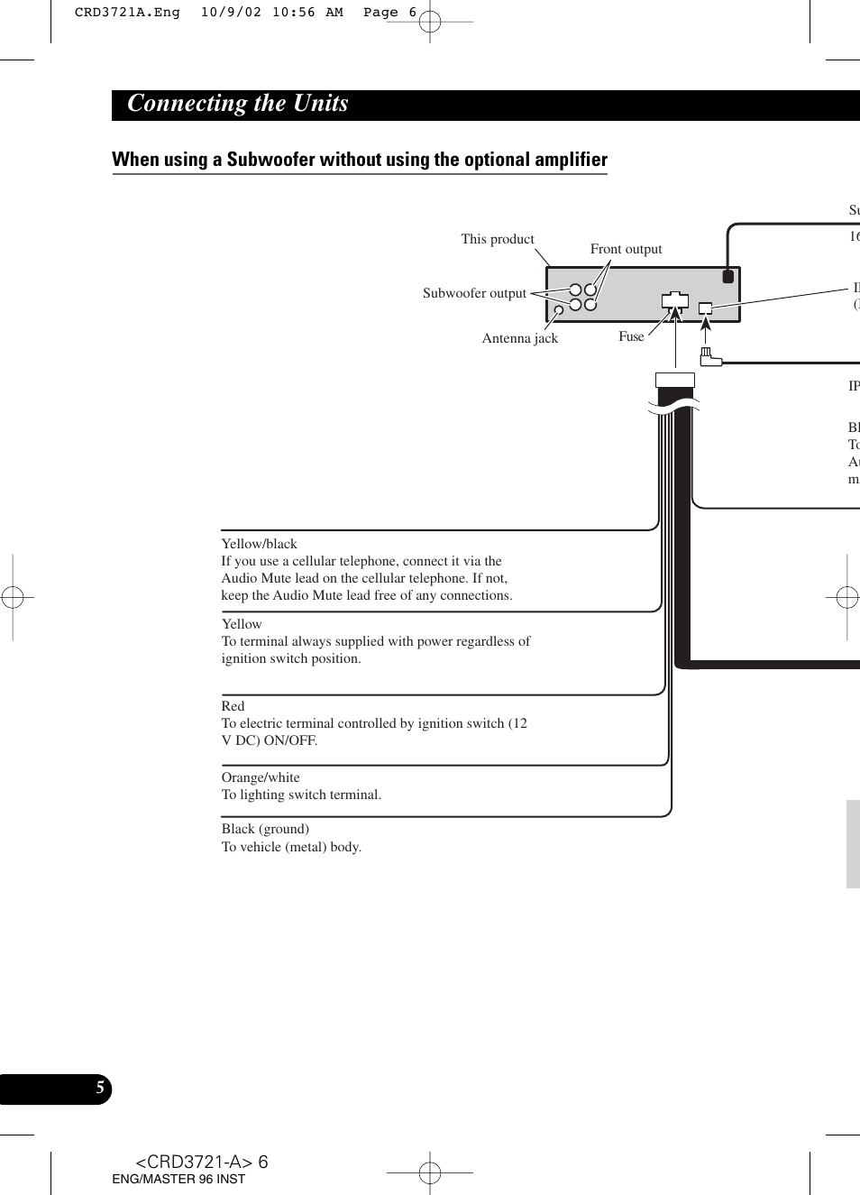 Connecting the units | Pioneer CD Receiver DEH-P550MP User Manual | Page 6 / 40