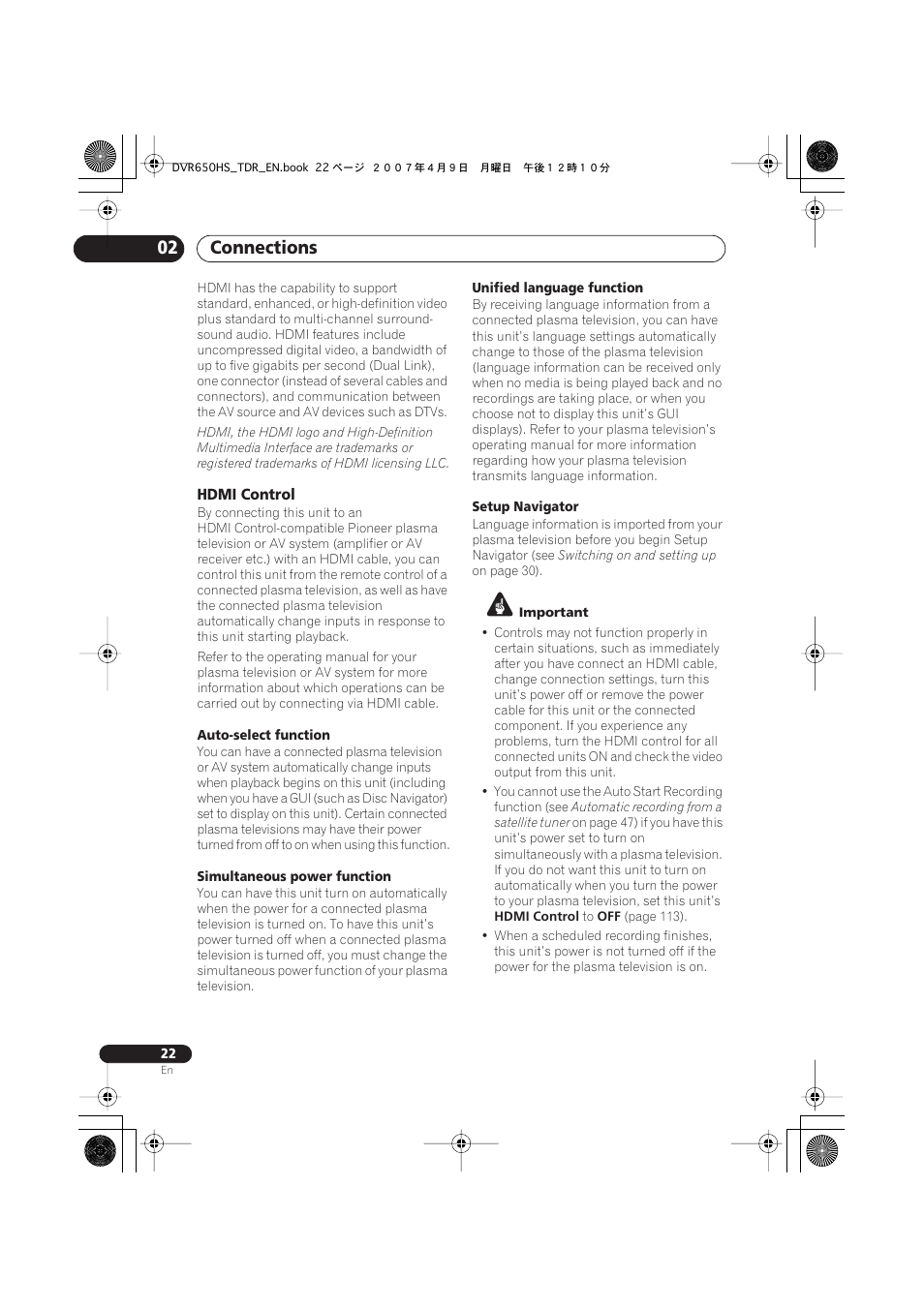 Connections 02 | Pioneer DVR-650H-S User Manual | Page 22 / 134