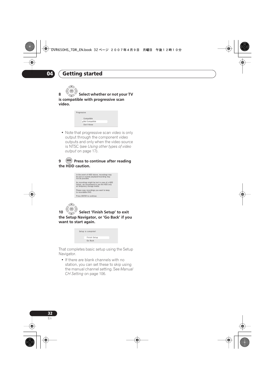 Getting started 04 | Pioneer DVR-650H-S User Manual | Page 32 / 134