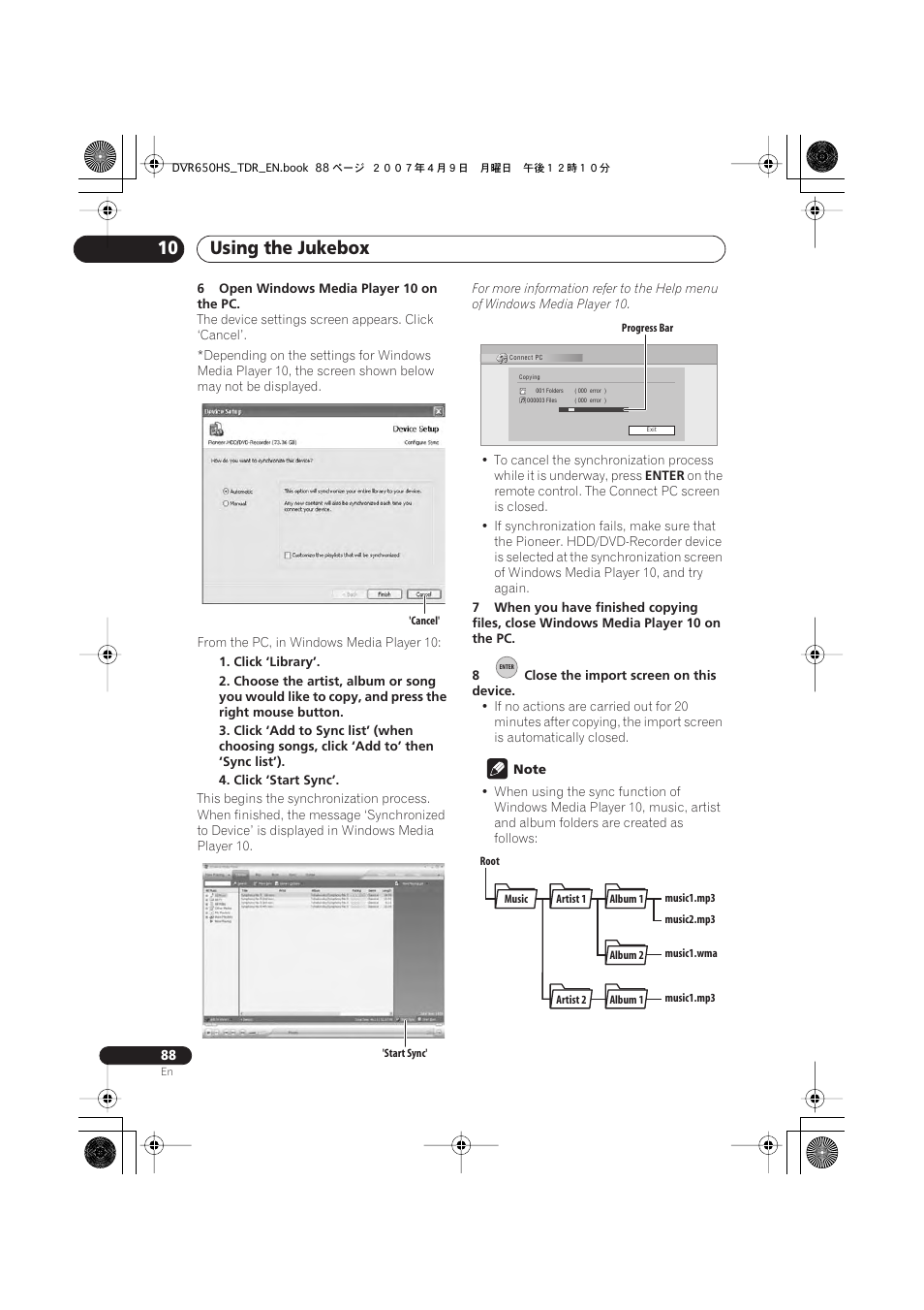 Using the jukebox 10 | Pioneer DVR-650H-S User Manual | Page 88 / 134