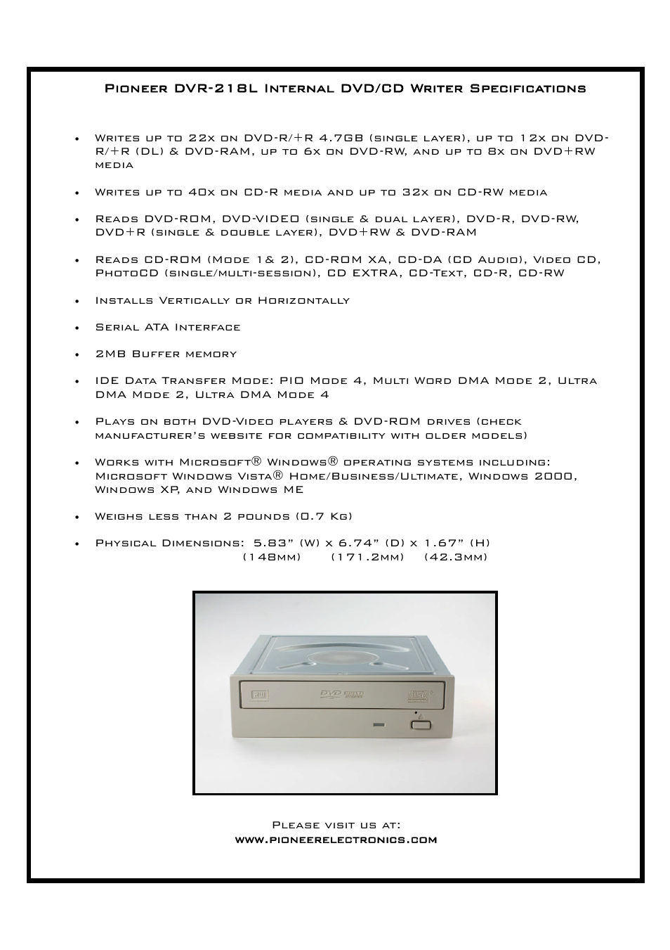 Pioneer DVR-218L User Manual | Page 2 / 2