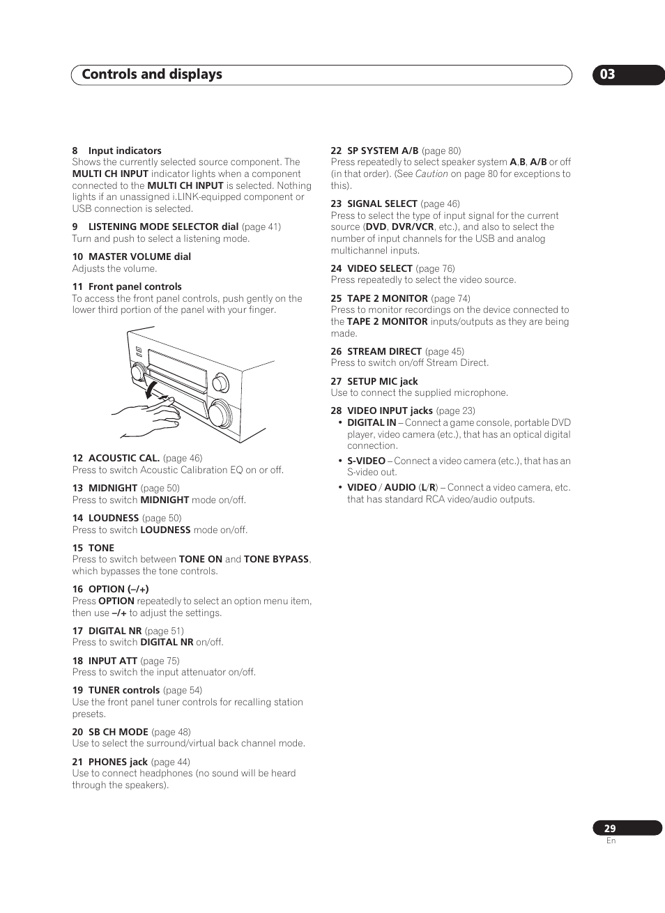 Controls and displays 03 | Pioneer VSX-AX10Ai-G User Manual | Page 29 / 110