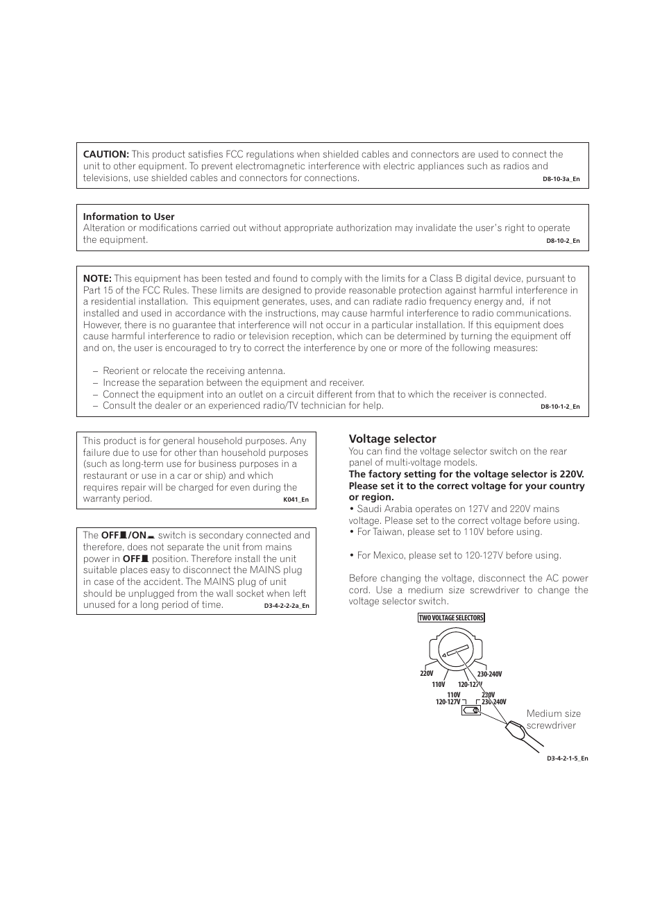 Voltage selector | Pioneer VSX-AX10Ai-G User Manual | Page 3 / 110