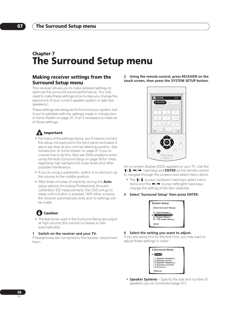 07 the surround setup menu, The surround setup menu, The surround setup menu 07 | Chapter 7 | Pioneer VSX-AX10Ai-G User Manual | Page 56 / 110