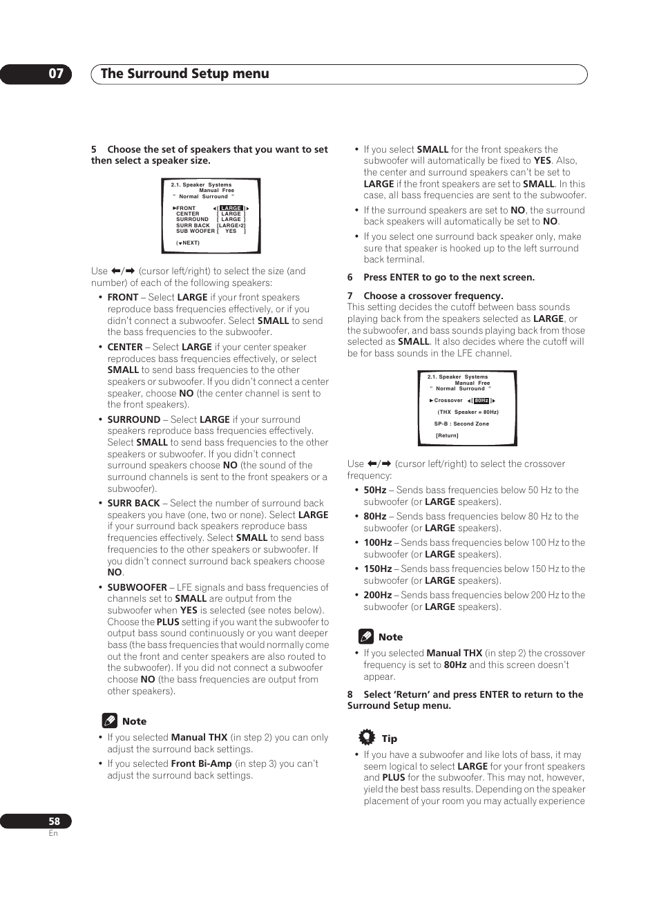 The surround setup menu 07 | Pioneer VSX-AX10Ai-G User Manual | Page 58 / 110