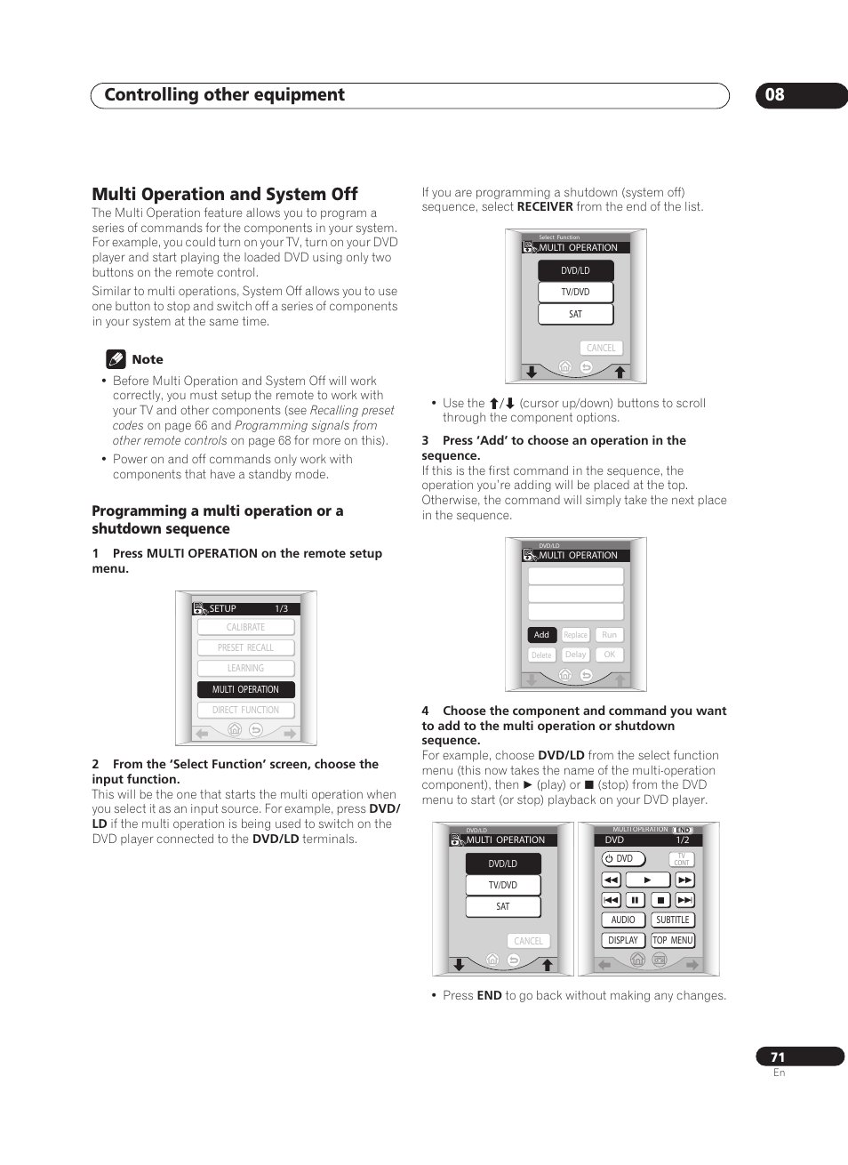 Multi operation and system off, Controlling other equipment 08 | Pioneer VSX-AX10Ai-G User Manual | Page 71 / 110