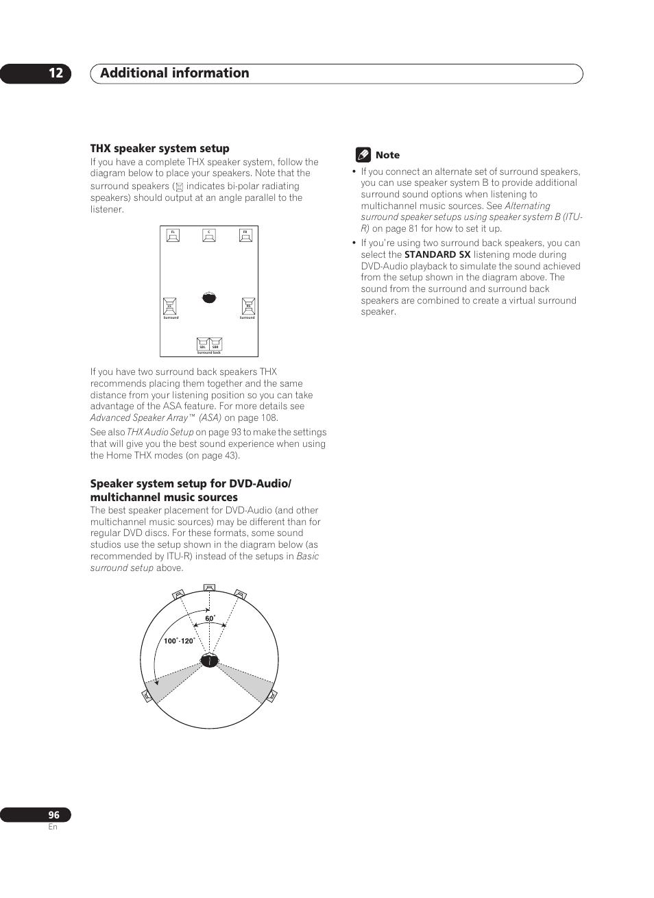 Thx speaker system setup, Additional information 12 | Pioneer VSX-AX10Ai-G User Manual | Page 96 / 110