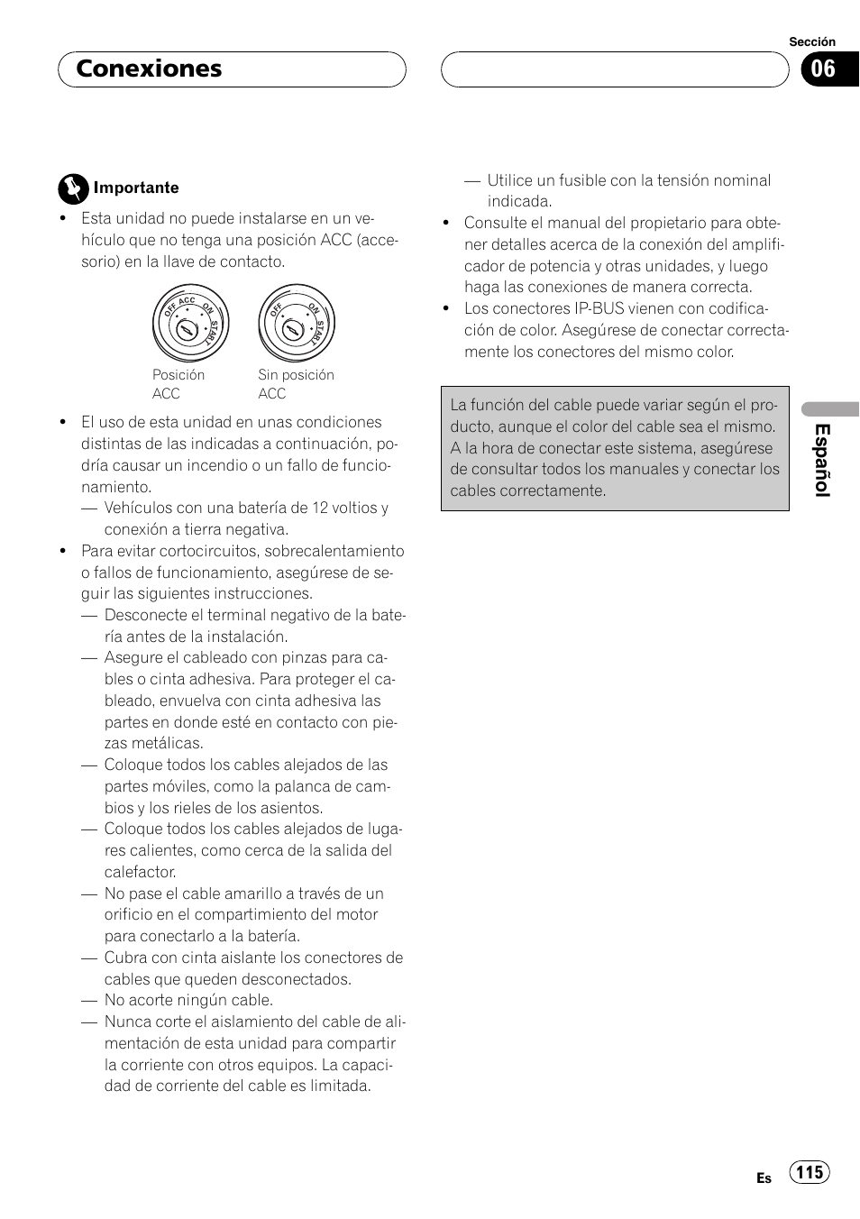 Conexiones, Español | Pioneer CD-BTB200 User Manual | Page 115 / 121